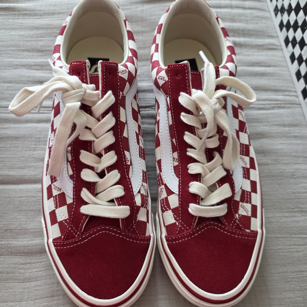 Vans Red and White Checkered Sneakers